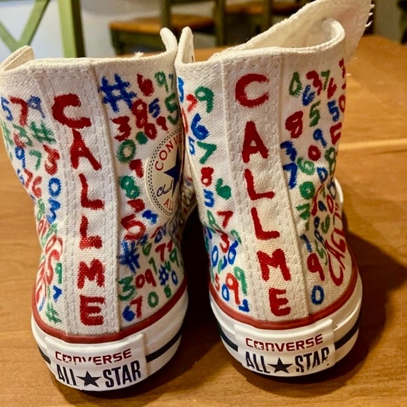 Converse Custom Hand-Painted Unisex High-Top Sneakers W5.5 M3.5 Low Price! - Picture 3 of 4